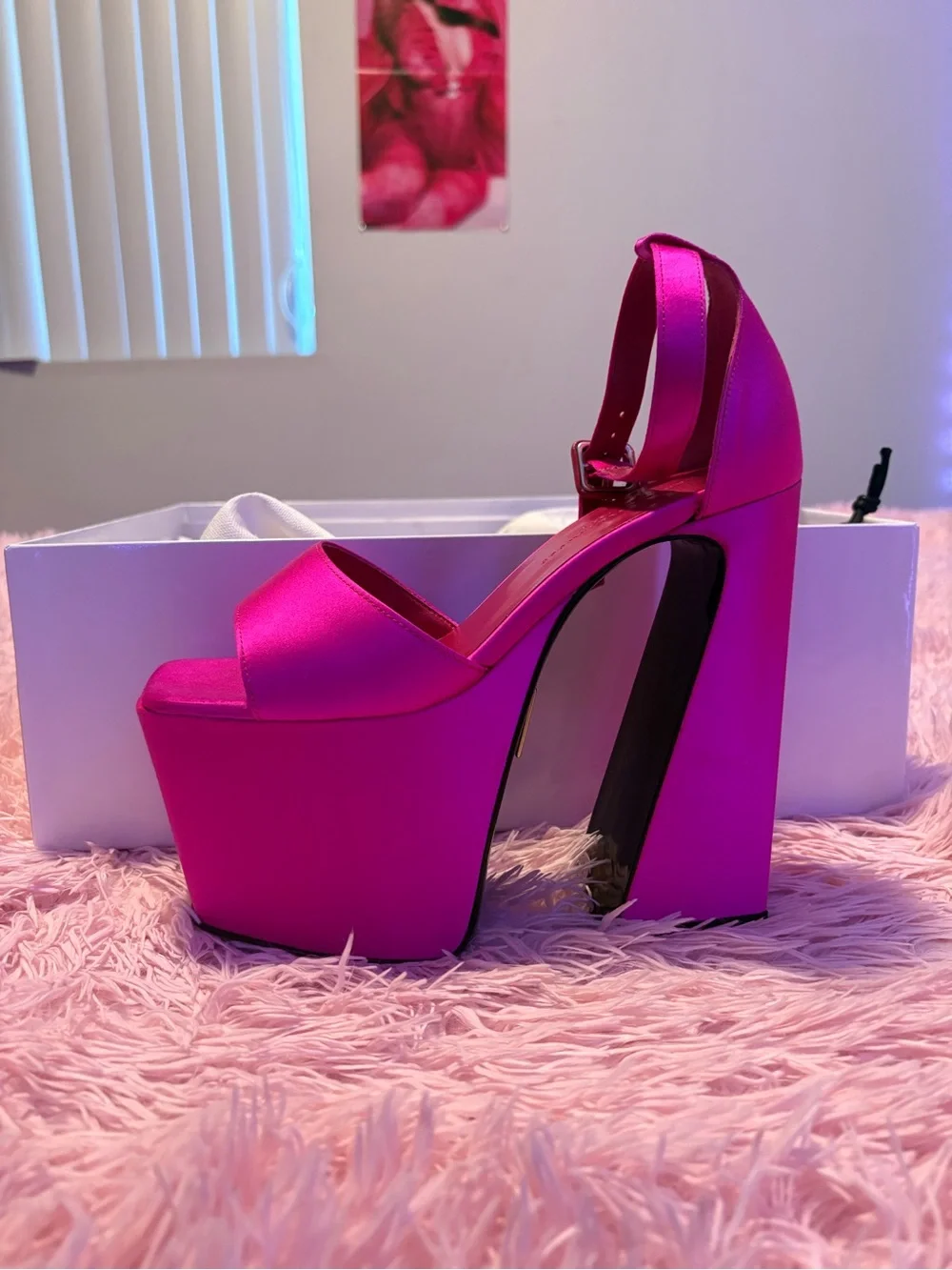 Brandon Blackwood Sali Pump in Hot Pink Satin